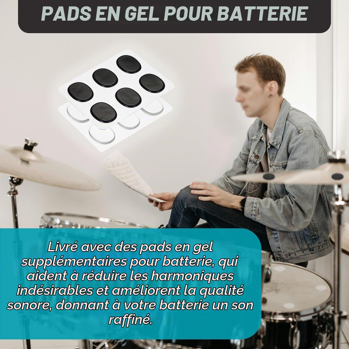 10 pièces 8mm Ecrous de cymbale à serrage rapide, Verrous de cymbale en plastique noir Accessoires de cymbal Mate Pièces de rechange pour kits de batterie, avec coussinets de gel pour batterie