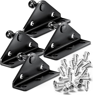 Vepagoo 10mm Ball Stud Mounting Bracket, Gas Struts Lift Support Bracket Ball Stud, 4pcs L-Type and 20pcs Screws (Only Fits 10mm Ball Head), Black