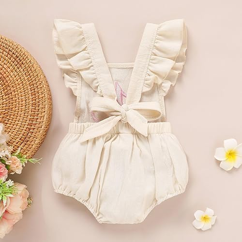 Miniatura 2 de GRNSHTS Trajes de primer cumpleaños para niñas con volantes para primer cumpleaños, mameluco sin espalda