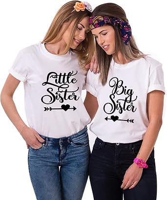 Matching Shirt for Best Friends T-Shirt BFF Shirt for Woman Funny Big Sister Little Sister Macthing T-Shirt,1 Piece
