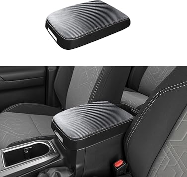 Car Center Console Armrest Cover for Toyota Tacoma 2016 2017 2018-2023 Leather Anti-Scratch Central Arm Rest Box Lid Seat Cover Protector Cushion Saver Interior Accessories-Carbon Fibre+Black