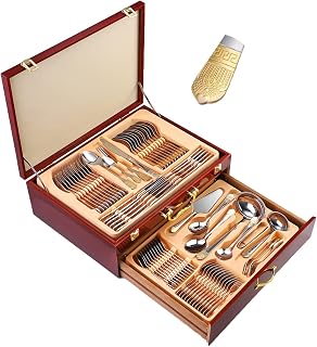 72 Piece Stainless Steel Flatware Set - Cutlery for 12 People, Includes Forks and Spoons, Collectible Tableware with Gift Carrying Case, for Home and Events