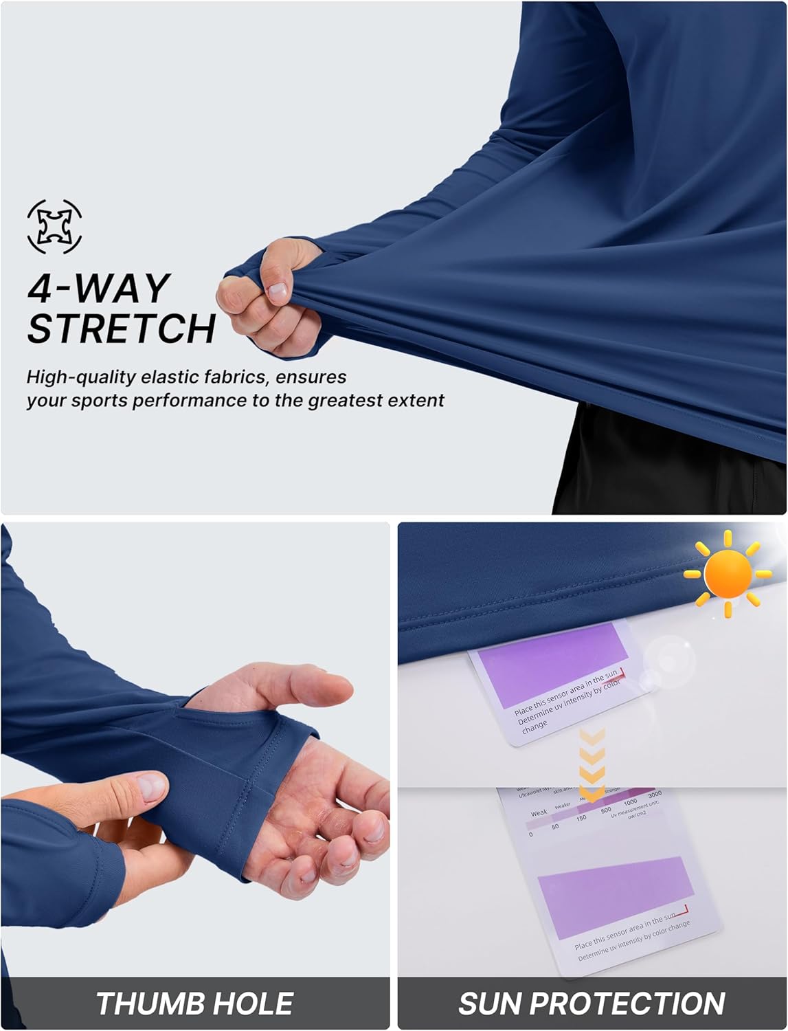 TACVASEN Men's Rash Guard Sun Hoodie Long Sleeve UPF 50+ Sun Protection SPF Quick Dry Hiking Swim Fishing Shirt - Image 5