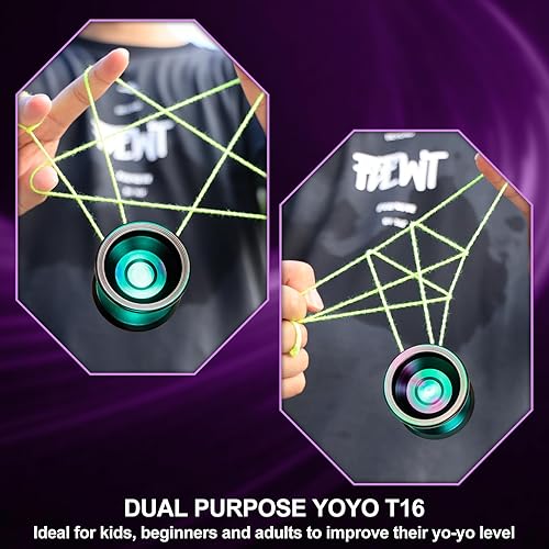 Miniatura 5 de YOYOSTUDIO Yoyo Yoyo profesional T16 Trick Yoyo para adultos y niños, Yoyo sensible para niños de 8 a 12 años Yoyos de metal con kit de rodamientos