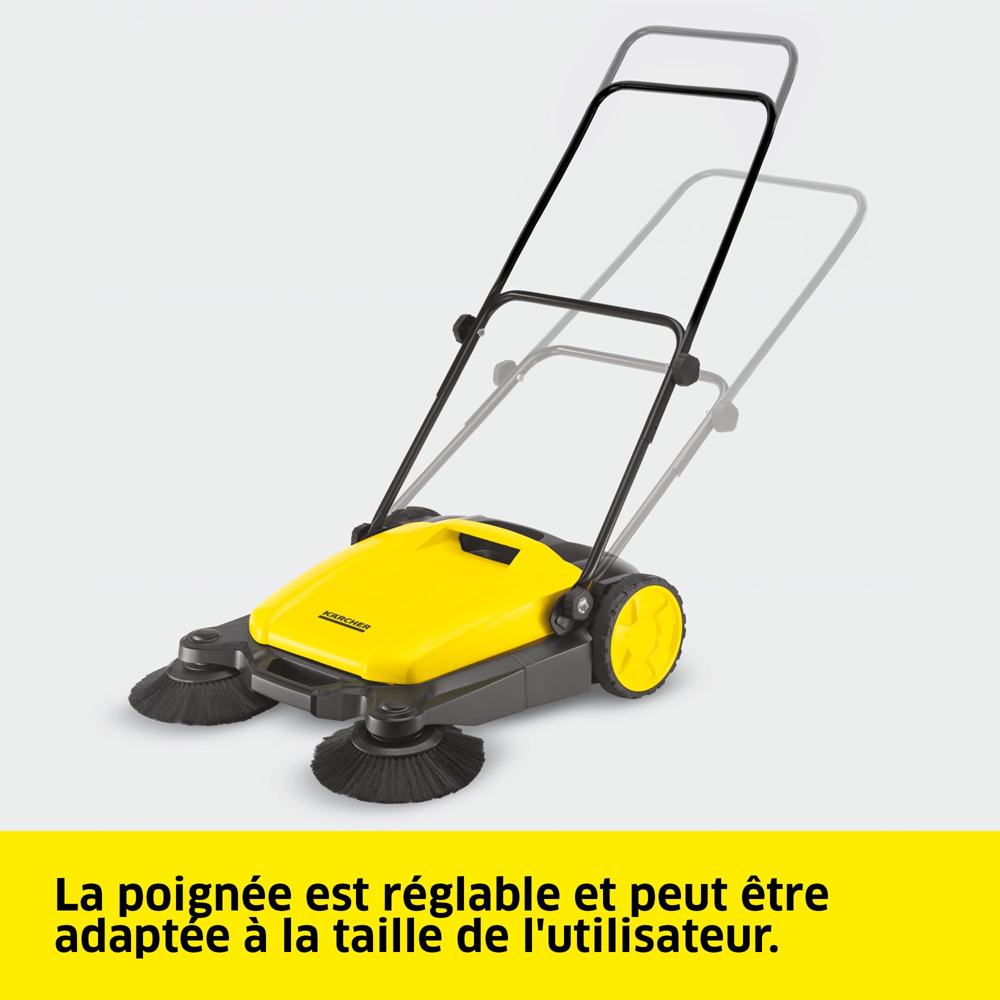 KÄRCHER La balayeuse S 3 Twin 2 en 1, Largeur de Travail : 650 mm, Jusqu’à 1 800 m²/h de Surface, bac à déchets : 16 l, Poids : 9,7 kg, 2 brosses pour saletés sèches, 2 brosses pour saletés humides