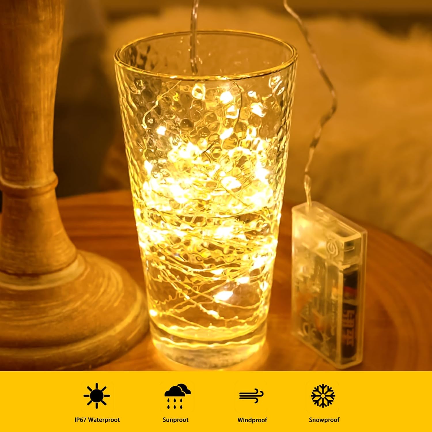 HXWEIYE 50LEDs Photo String Light, Warm White 16.4Ft Battery Powered Fairy Light with 52 Clear Clips & 10 Hooks on Wall for Hanging Picture Dorm Bedroom Party thumbnail