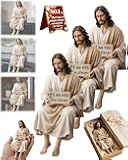 Little Jesus Figurines, Mini Handmade Sitting Jesus Statue Gifts with I Am with You Always Sign, Small Resin Christian Office Desk Figurine Decor, Positive Sculptures Stuff for Car Dashboard(3PCS)