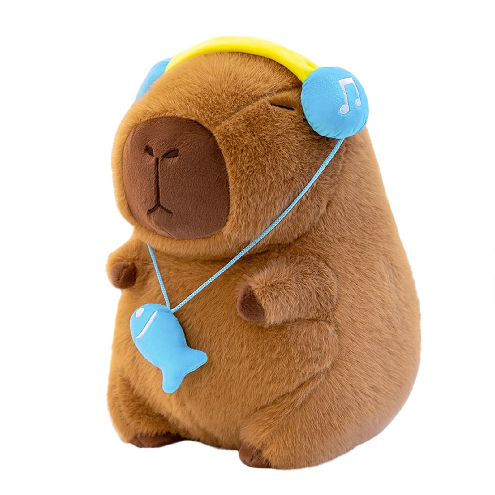 Ditucu Cute Capybara Plush with Headset 13 inch Super Soft Capibara Stuffed Animal Plushies Toys Hugging Gifts for Kids Brown