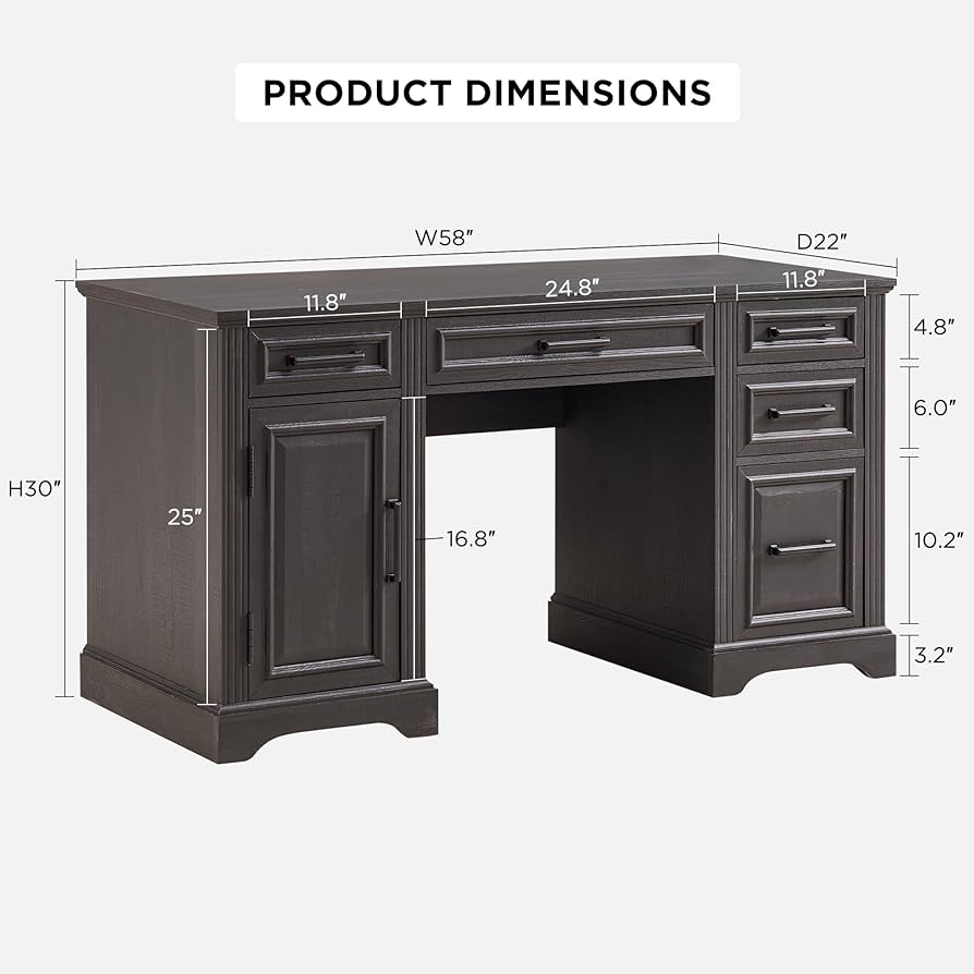 Amazon.com: JXQTLINGMU 58 Inch Large Computer Desk with Drawers
