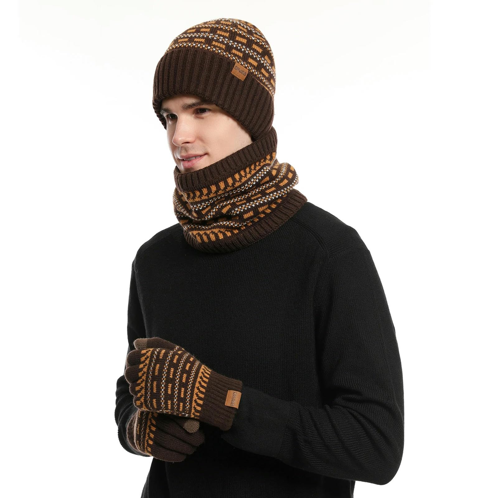 Schal Mütze Handschuh Set Winter Beanie Hut Schal Touchsbildschirm Handschuhe Warmer Hut Im Freien Sport 3 Stück Für Männer Frauen