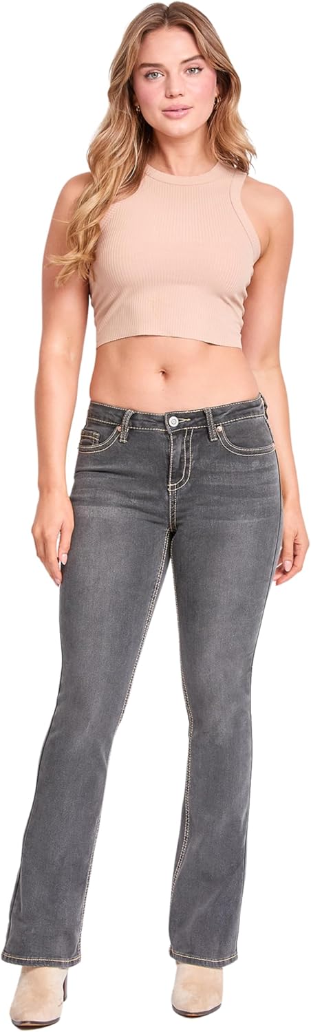 YMI Womens YMI Jeans Women's Mid Rise Heavy Stitch Embroidered Bootcut Jeans - Image 4