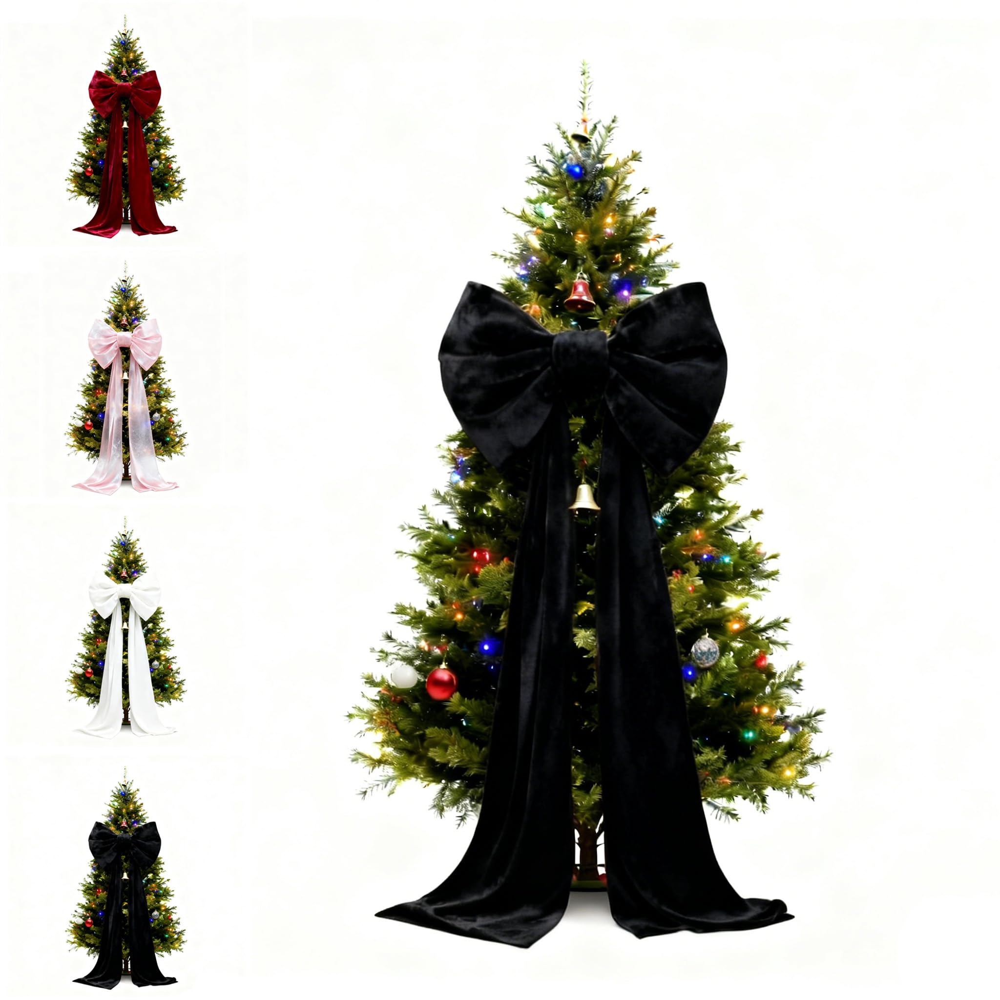 Large Red Velvet Bow, Extra Large Christmas Tree Topper Bow for Holiday Decor, Wedding Holiday & Party (Black)