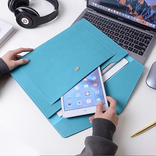 Miniatura 10 de Wason Funda de piel sintética para documentos A4, con bolsillos de gran tamaño para billetes de papel, papelería, tableta y PC, trabajo, estudio,