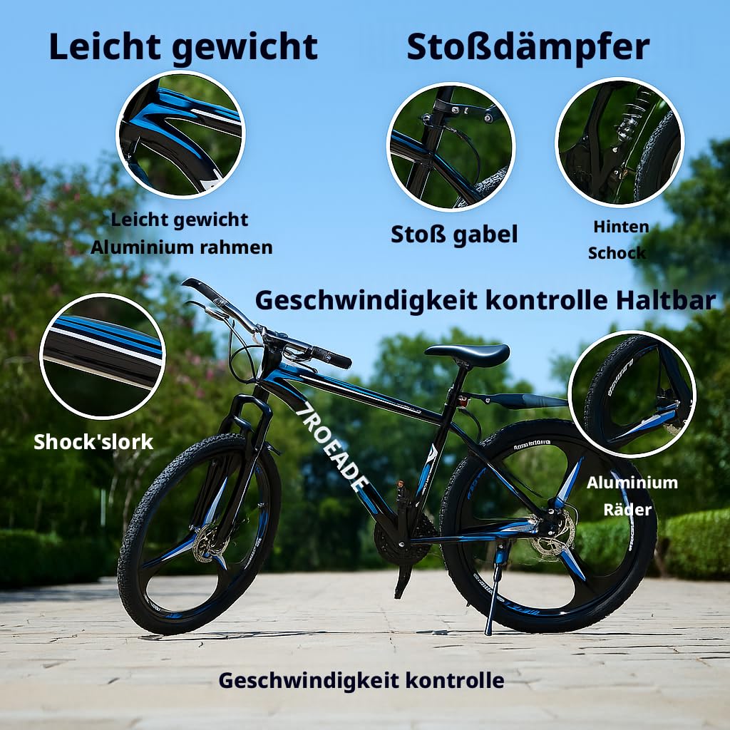 24/26/27.5 Zoll Allterrain Mountainbike,21-Gang Shimano Erwachsener Mountainbike mit Scheibenbremse und Schlammbrett,High-Carbon Stahlrahmen MTB Fahrrad,Mehrere Farbe