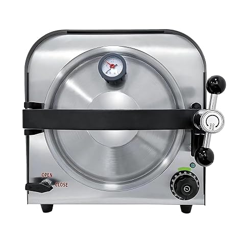 Autoclave Machine 14L Steam Sterilizer 110V 900W, High Temperature Lab Equipment with 3 Trays, Stainless Steel 304 Pressure Sterilizing Device for Professional Tools