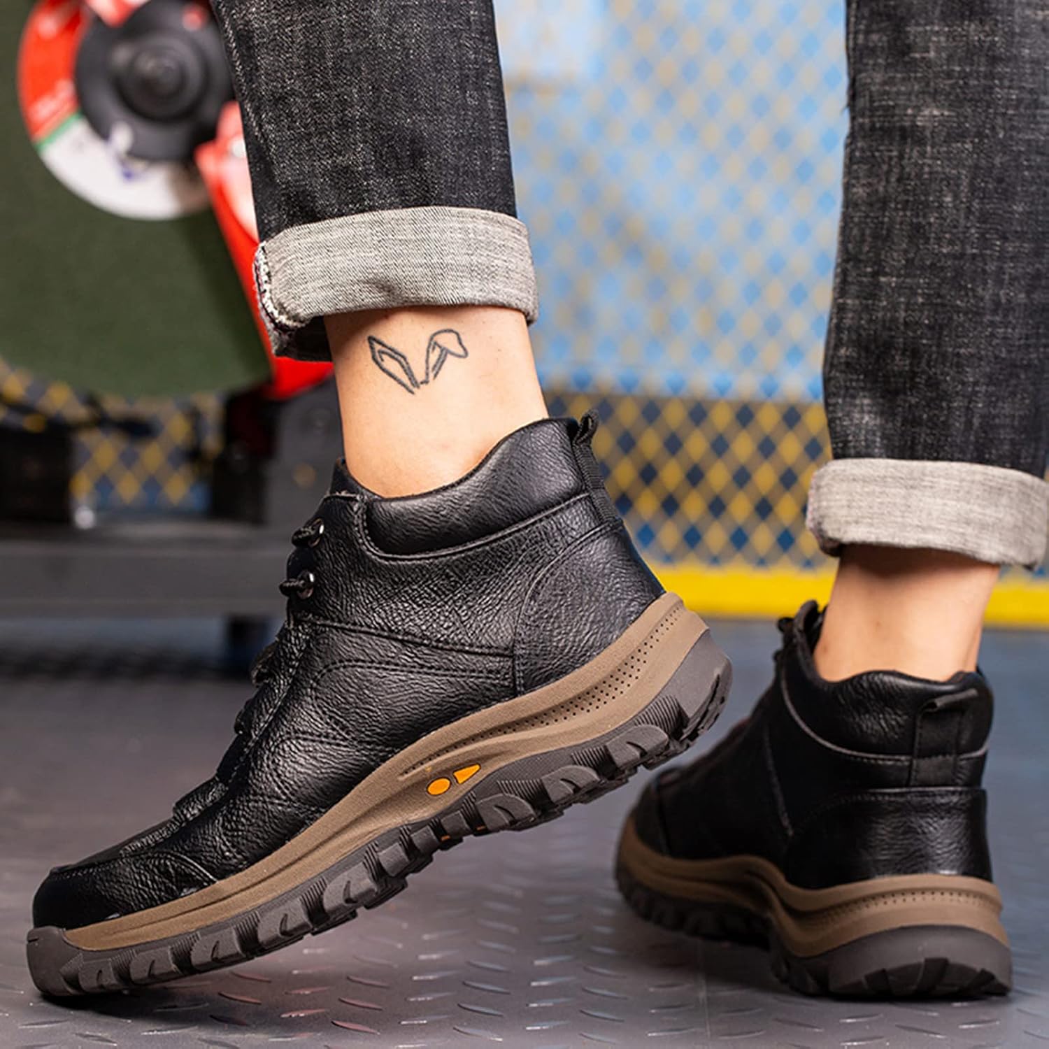 Micoklinlin Steel Toe Shoes for Men Waterproof Microfiber Leather Safety Boots Fashion Lightweight Industrial Work Sneakers