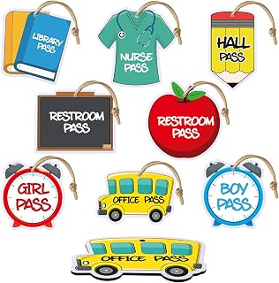 8 Pcs Magnetic Hall Pass Bathroom Passes for Classrooms Resuable Waterproof Back to School Supplies for Classrooms Hall, Library, Restroom, Office, Nurse, Teacher Supplies(Mixed Style)