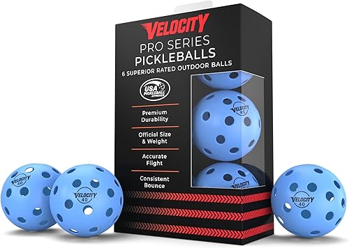 Vista 25 de Pelotas de Pickleball Premium Velocity - Certificadas por USAPA Diseño de 40 agujeros para un rendimiento óptimo al aire libre