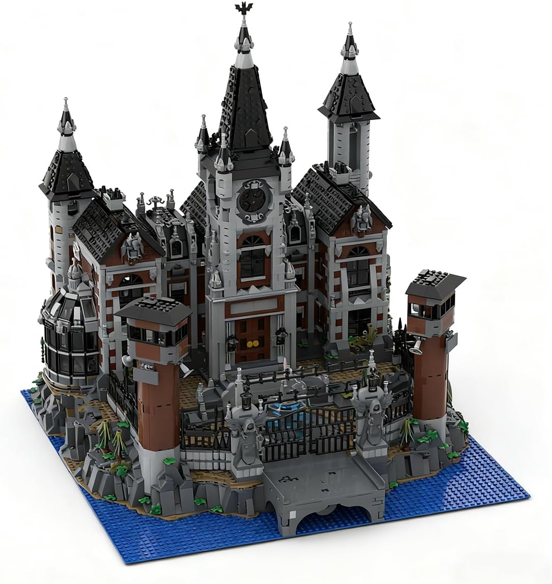 Haunted Asylum Madhouse Building Blocks - MOC Horror Castle Modular Medieval Castle Architecture Set, Home Office Decor and Creative Gift for Adults in Halloween(6,755pcs)