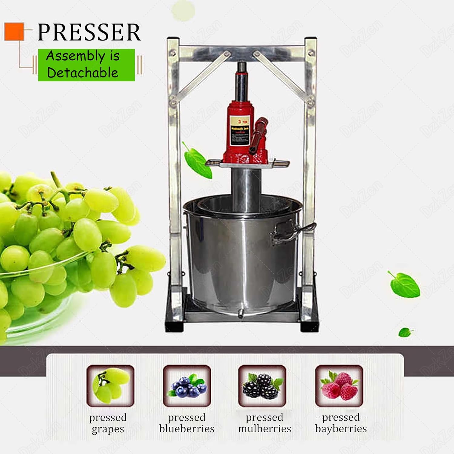 Fruit Press, Fruit Wine Press, Manual Household Press, Stainless Steel Cider Press with Hydraulics, for Making Cider, Wine and Cider 22L