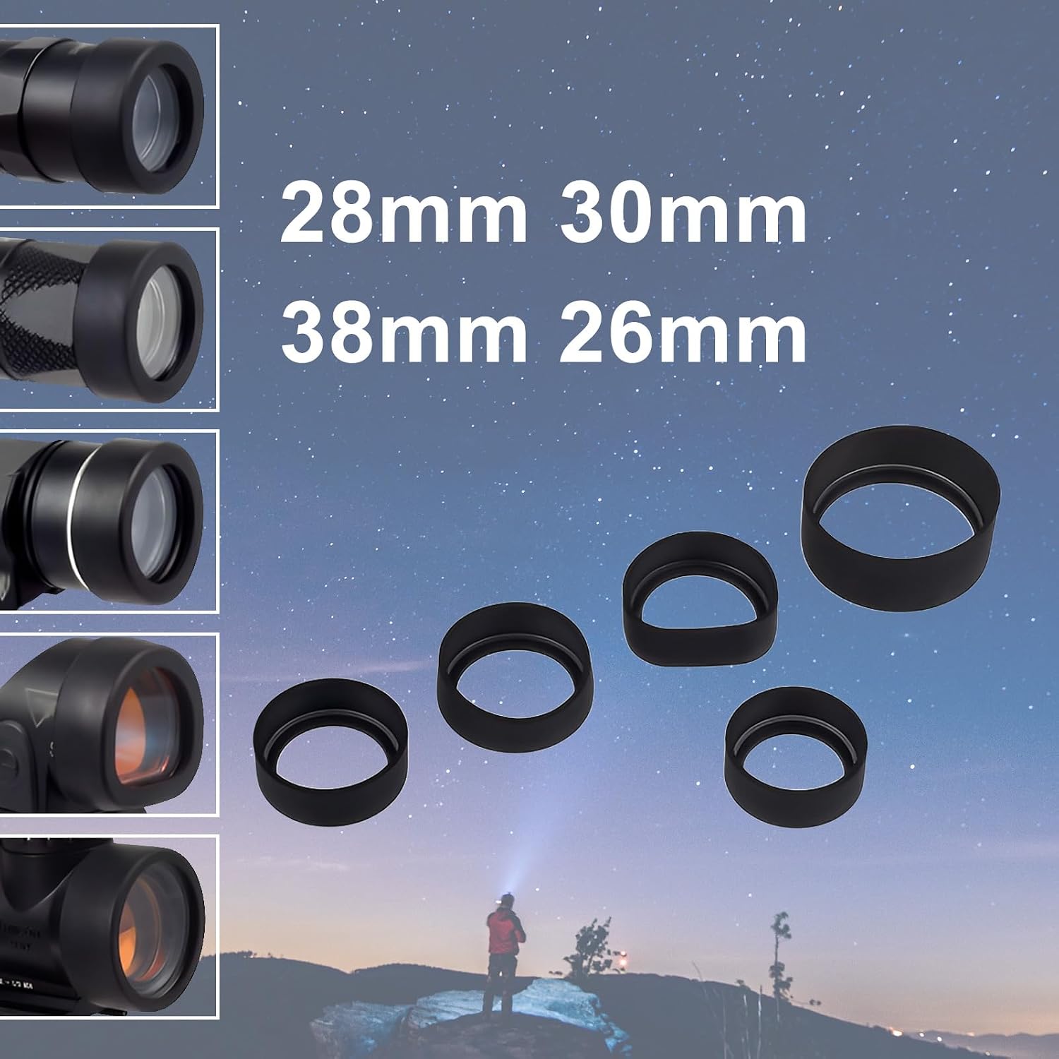 Lens Caps Guard Protectors, Scope Cover & Red Dot Sight Lens Cover, 500 FPS Impact Resistant Lens Protector for Flashlight(2 Pack)