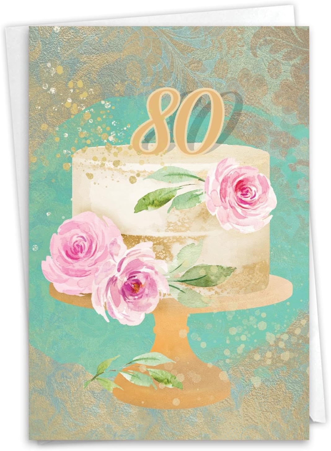 NobleWorks Biglietto Auguri 85° Compleanno Con Busta 12,7x17,8 Cm – Fiori E Pietre Miliari – 1 Pezzo
