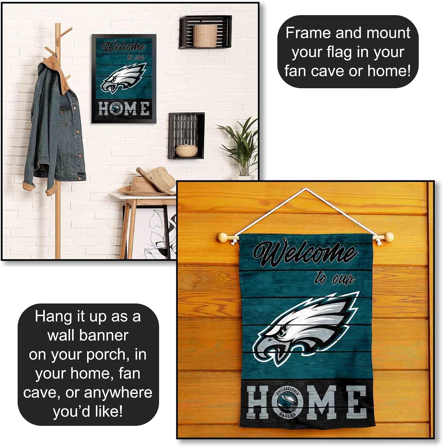 Philadelphia Eagles Welcome Home Decorative Garden Flag Double Sided Banner