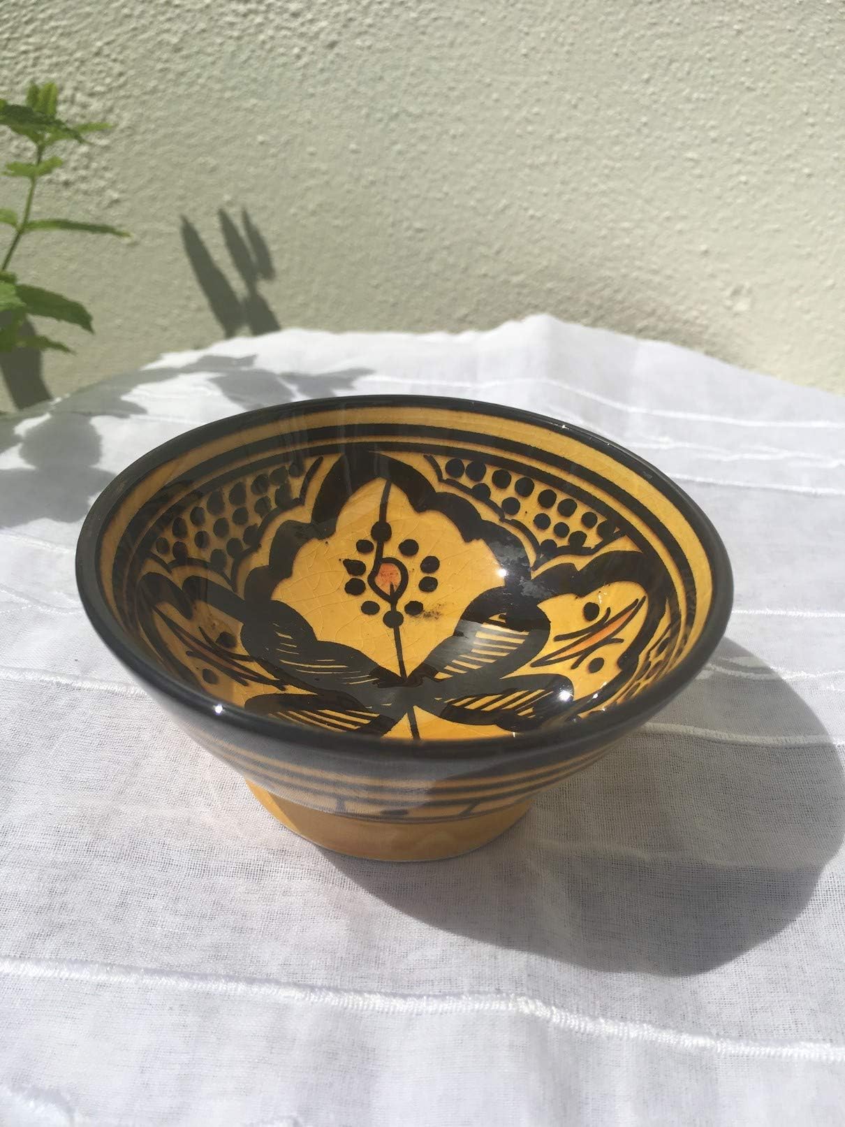 Traditional Moroccan olive bowl in yellow