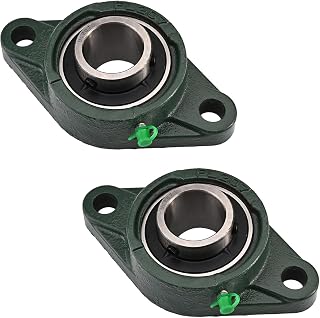 2Pcs UCFL207 Flanged Pillow Block Bearing, 1.38" Bore Diameter Bearing Steel Flange Mounted Bearing 2 Bolts Flange Cast Hosing