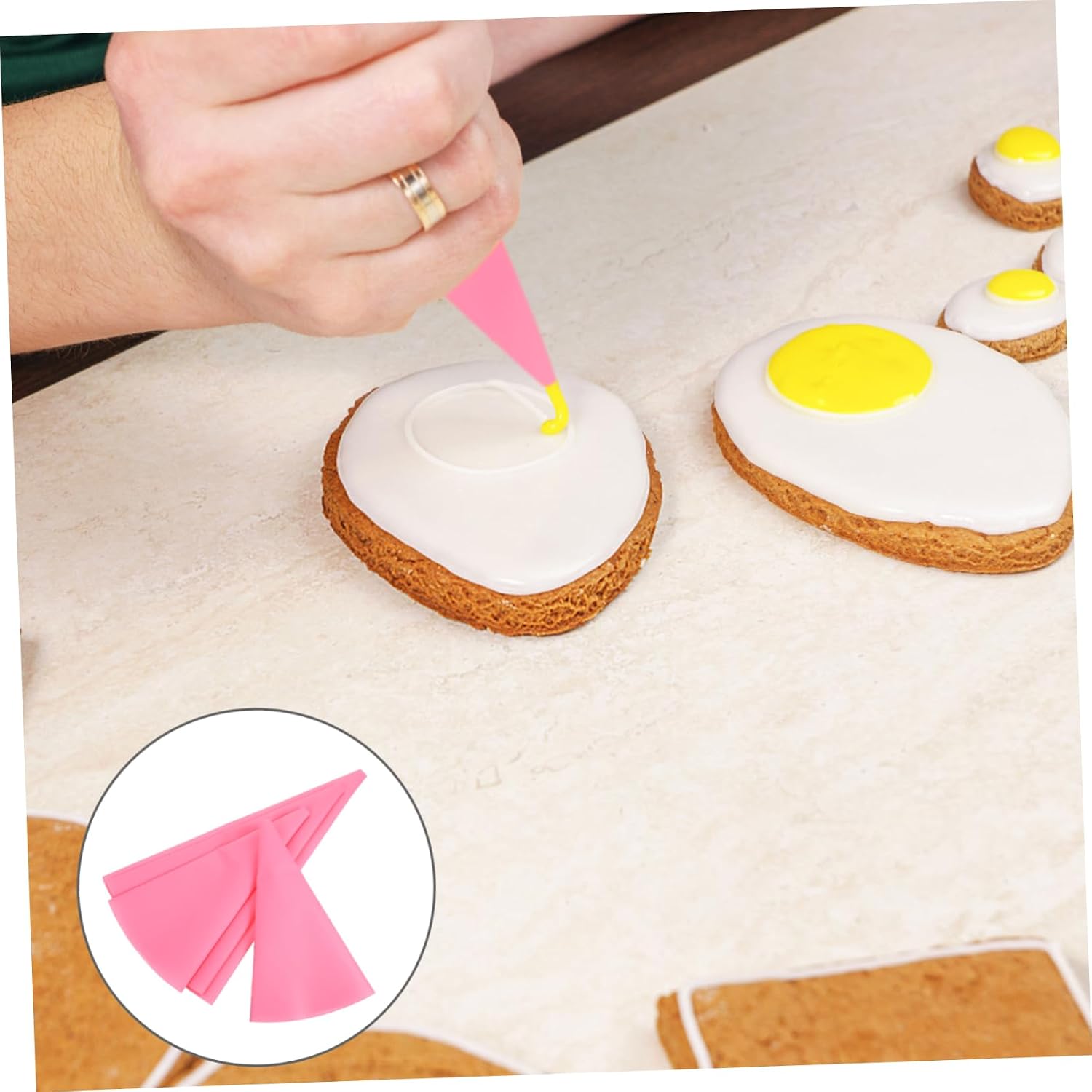 4pcs Reusable Piping Pastry Bags, Pink Eva, Xmas Baking Supplies
