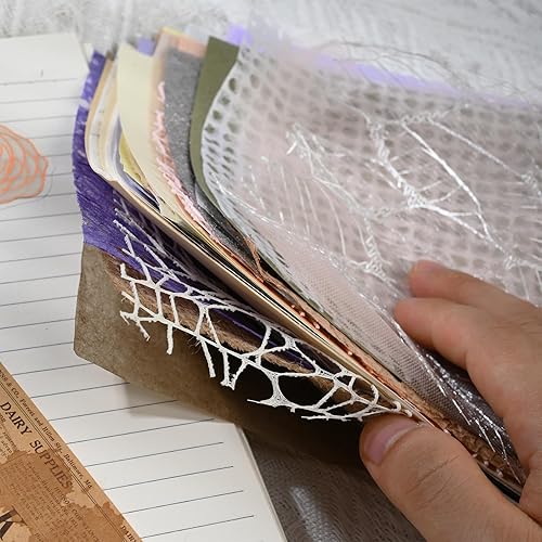 Miniatura 9 de 30 hojas de papel rosa hecho a mano para álbumes de recortes, papel texturizado para manualidades, tela de malla Morandi, papel especial para