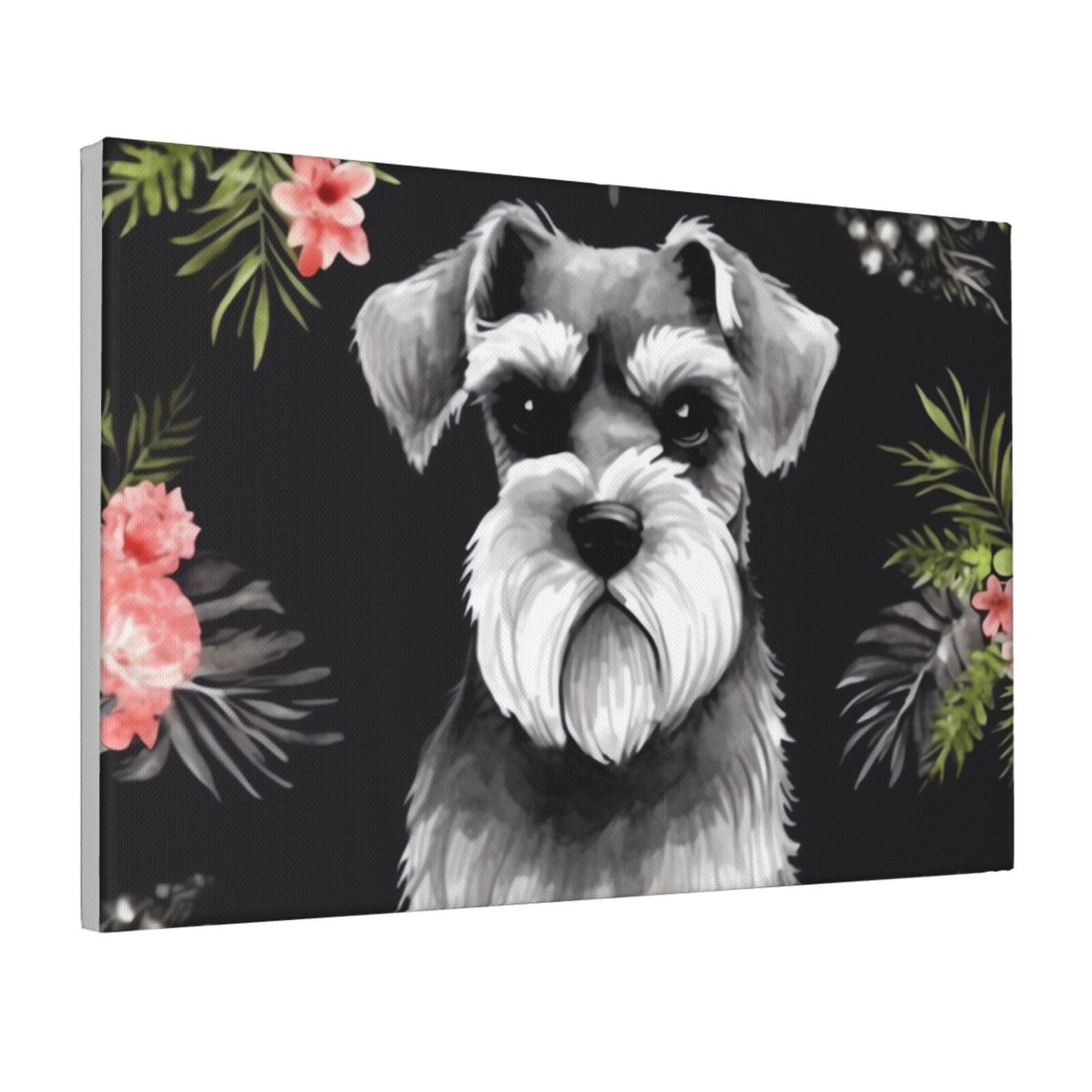 Framed Wall Art for Living Room Art Work, Schnauzer Picture Prints Modern Office Wall Paintings Poster Aesthetic Wall Decorations for Home Decor Ready To Hang 16"x24"