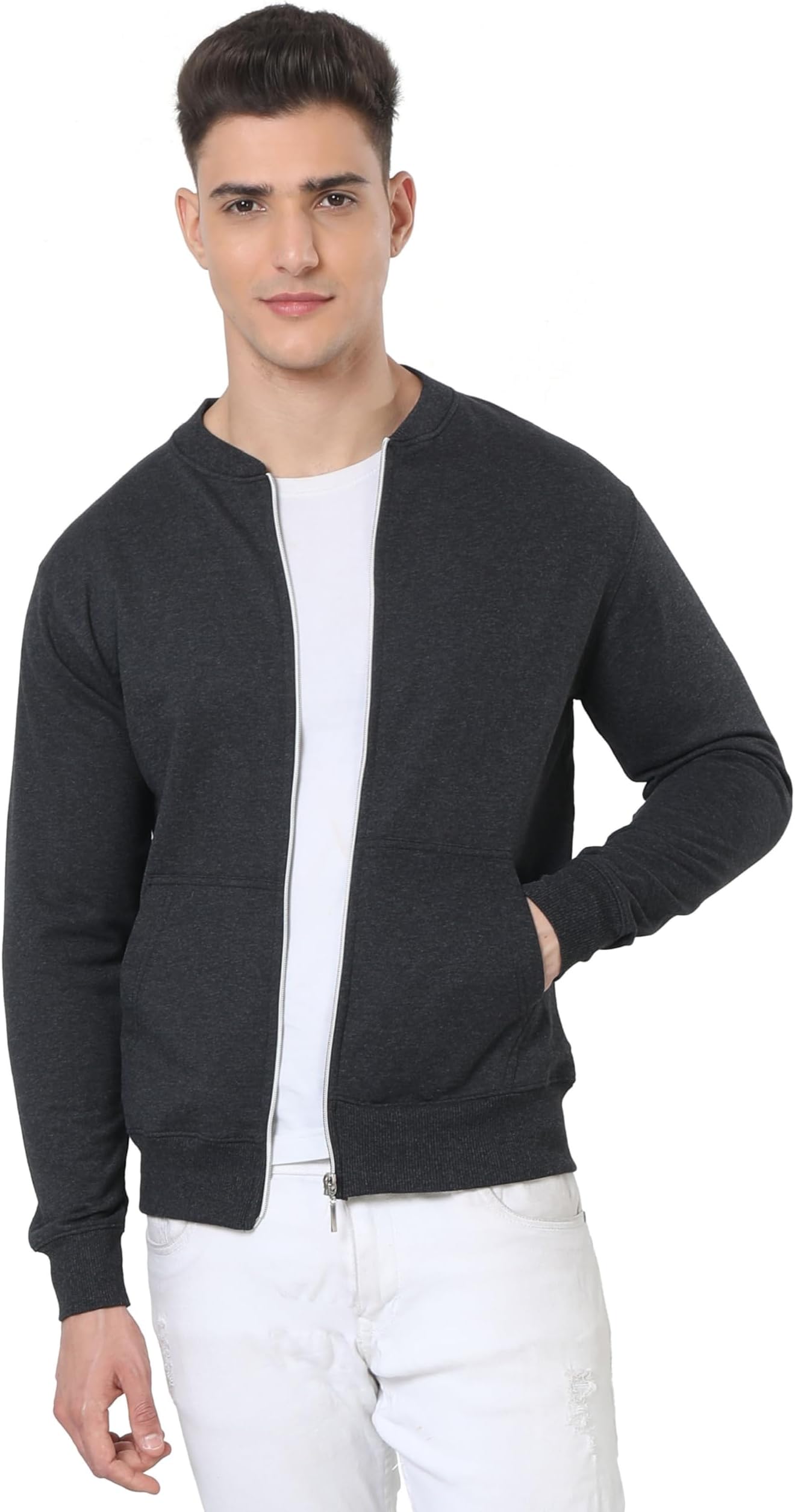 Cotton Blend Men's Solid Regular Jacket (Ss20-Awg-Var-Jkt-Ch-Xl_Charcoal Grey_Xl)
