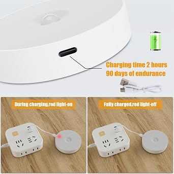 6 Pack Motion Sensor Light Indoor, USB Rechargeable Night Light- Cold White
