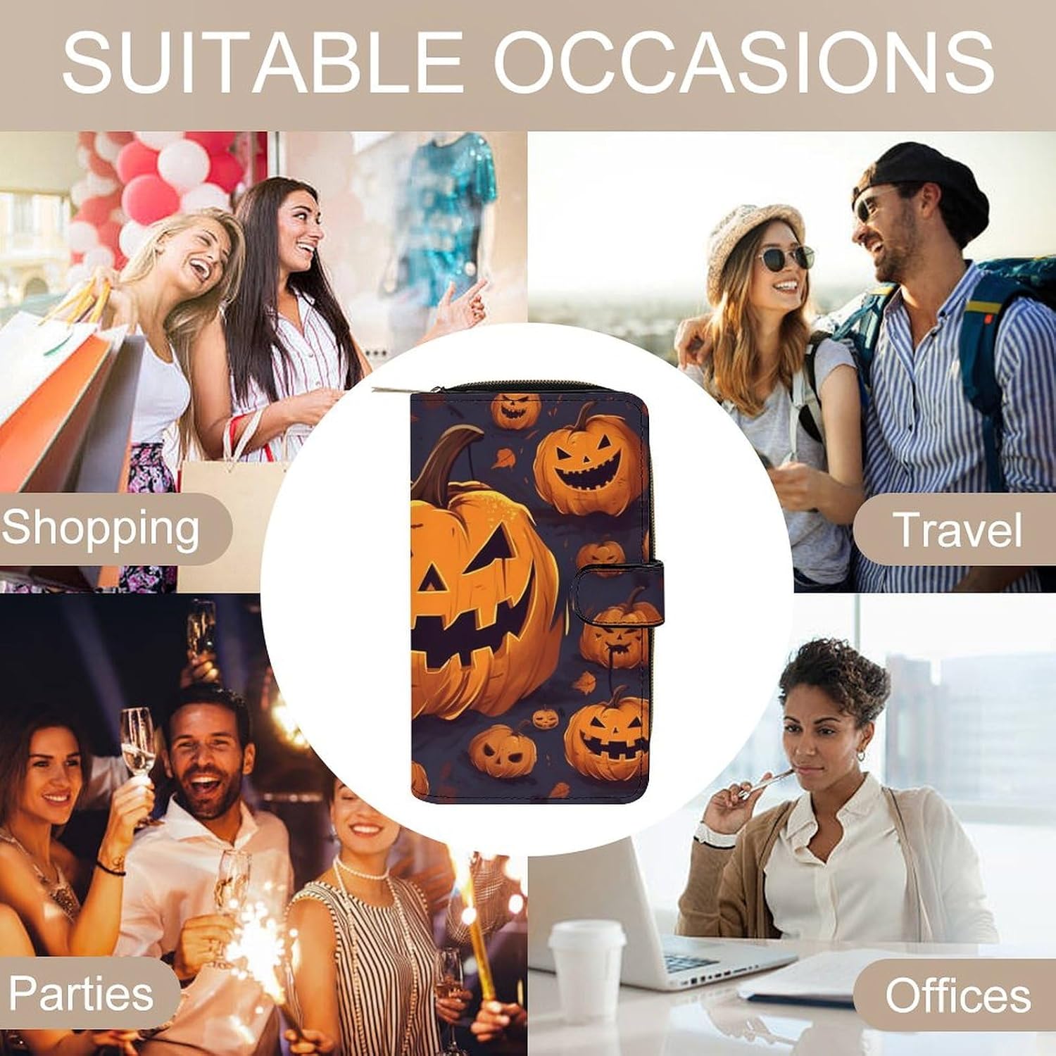 Wallet, Halloween Pumpkin Printed Wallet,travel Wallet,durable Wallet,portable Wallet,universal Wallet,leather Wallet