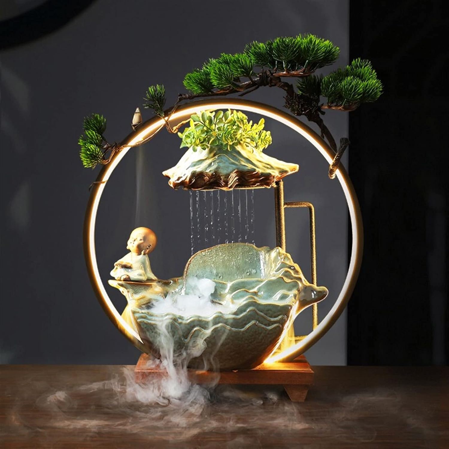 人気新品 卓上噴水 オフィスや家の装飾のための水中ポンプが付いている装飾的な滝の室内禅の瞑想の卓上の装飾的な滝 屋外噴水 Loredigital Com