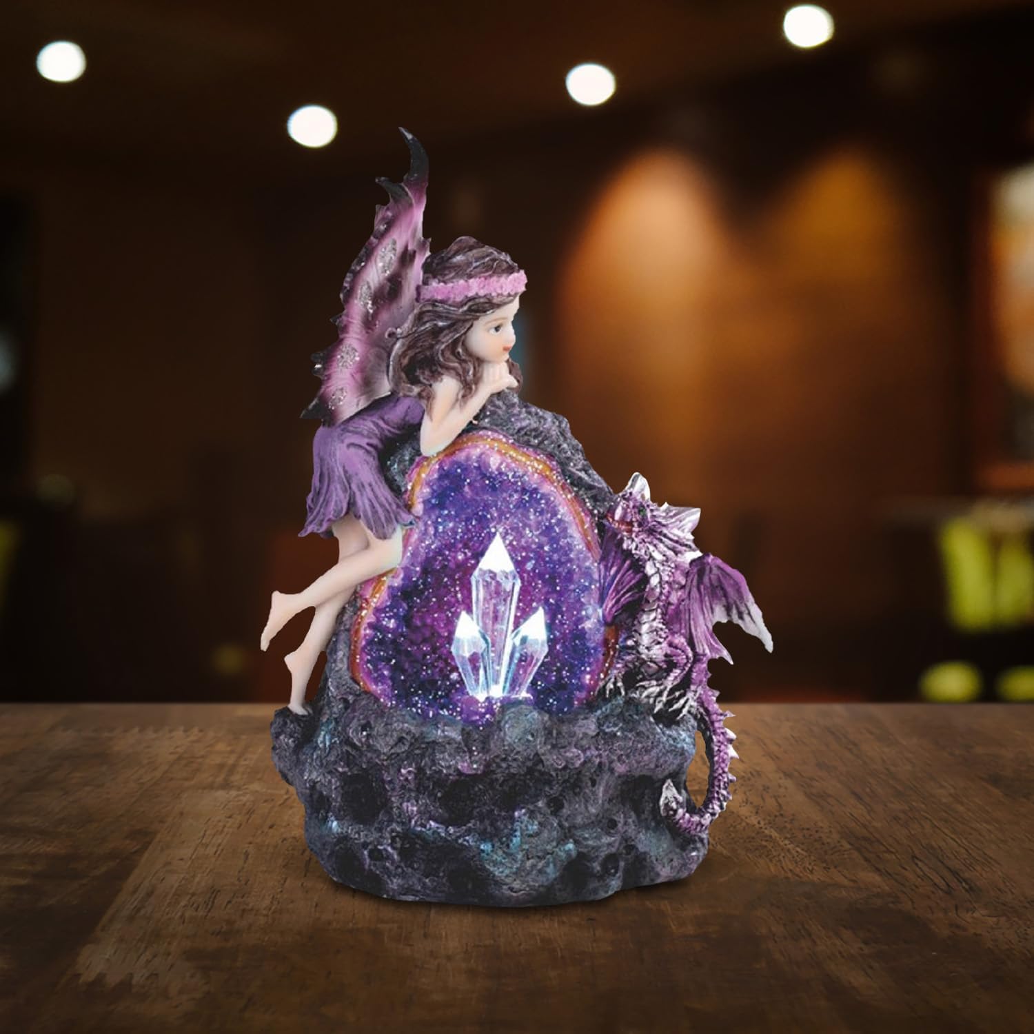 Amazon.com: FC Design 8" H Purple Fairy and Baby Dragon with LED Faux ...
