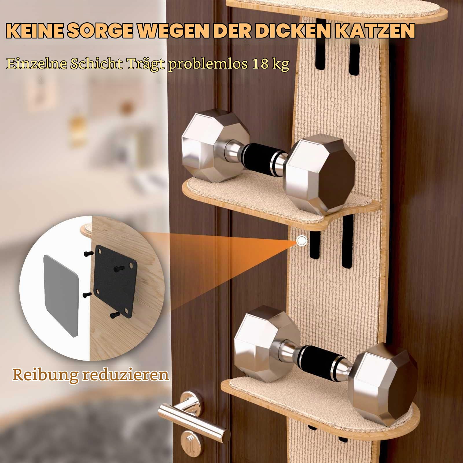 Türhängendes Katzenregal, Vielseitige Over The Door Cat Perch, Hängender Haustier-Sprungregal, 4-stufige Katzenbaum mit Regalen