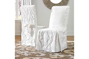SureFit Matelasse Damask Long Dining Chair Slipcover: Enhance Your Dining Space with Timeless Elegance