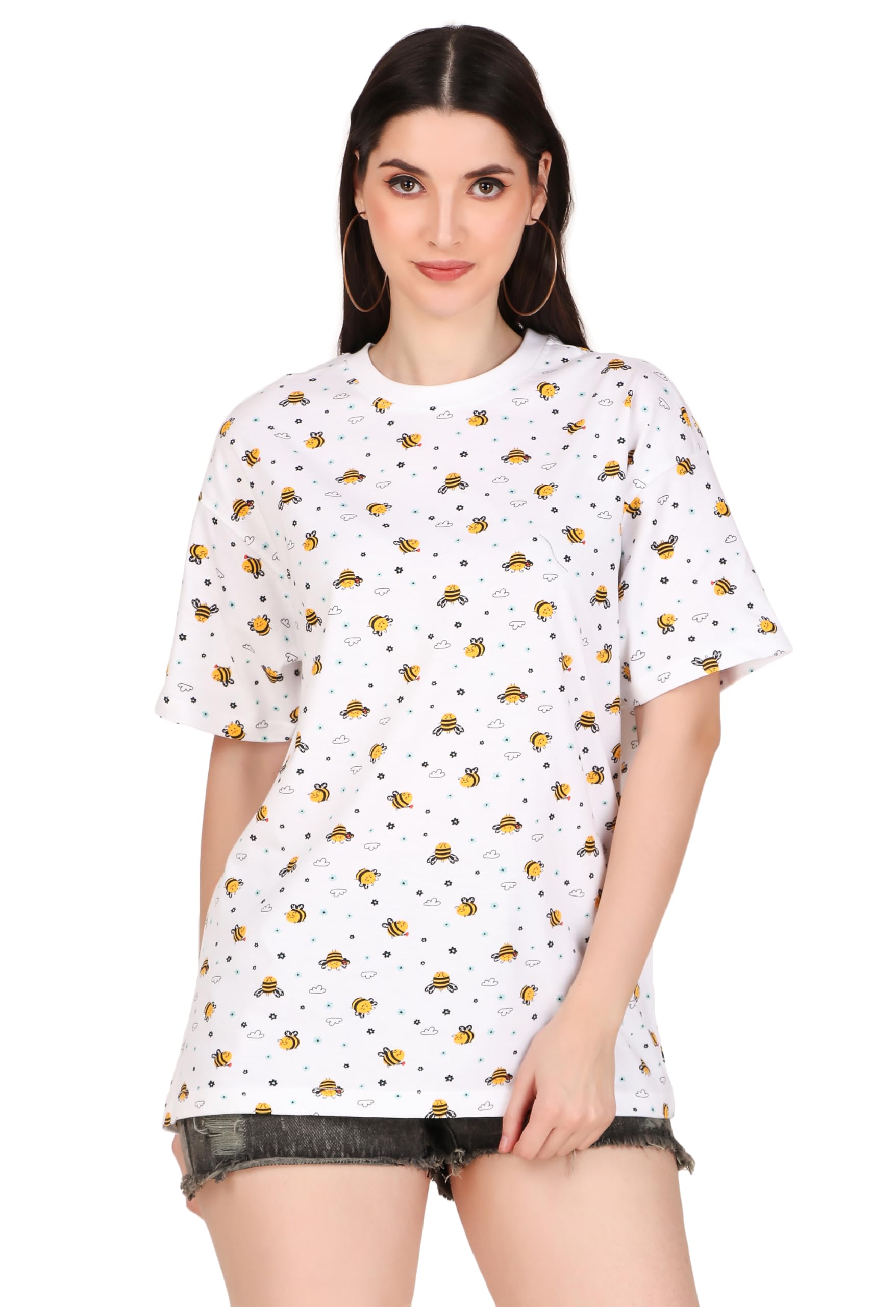 stories.label Oversized Cotton T-Shirts for Women in Loose Fit, Drop Shoulder Baggy Tops Tshirt for Girls (S-3XL)-picture-16