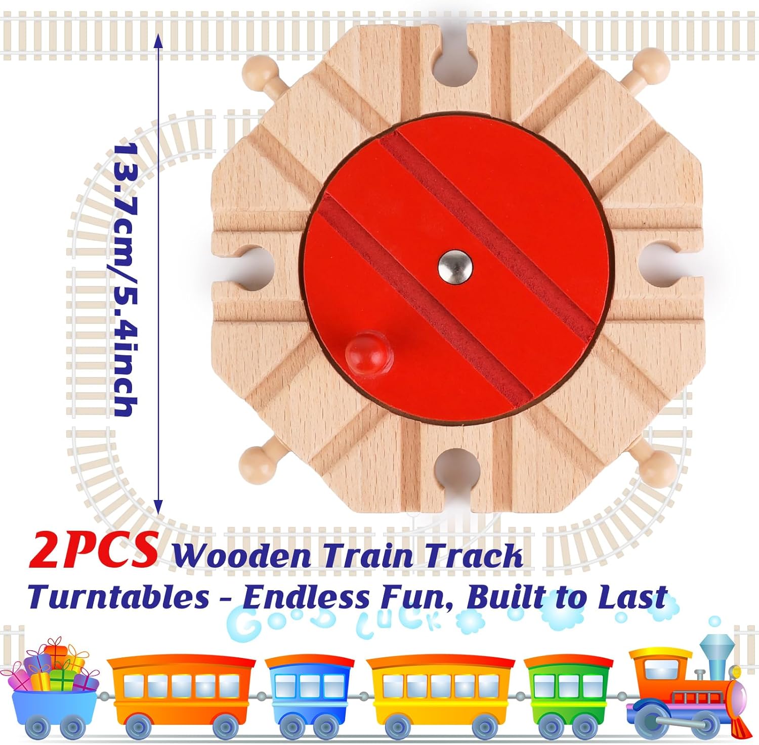 Wooden Train Track Expansion Pack 8 Way Turntable Brick Bridge Accessory Set Compatible for Tabletop Play, Toddler Activities and Family Fun(Wooden Train Track Turntable, Piece, 1)