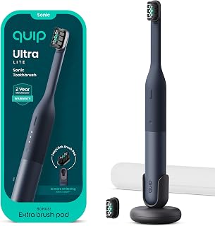 Quip Ultra Lite 소닉 전동 칫솔, 3가지 모드, 미러 마운트, 애쉬