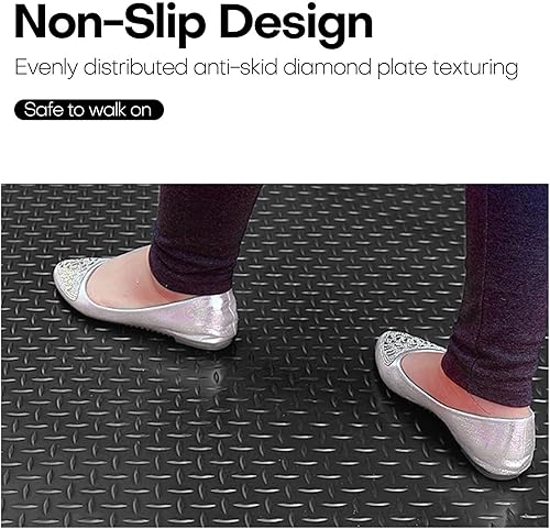 Miniatura 3 de Boshen Tapete de piso de garaje de 7.5 x 17 pies, rollo de goma gruesa de 0.098 pulgadas (0.098 in) de grosor para suelo de 127.5 pies cuadrados,