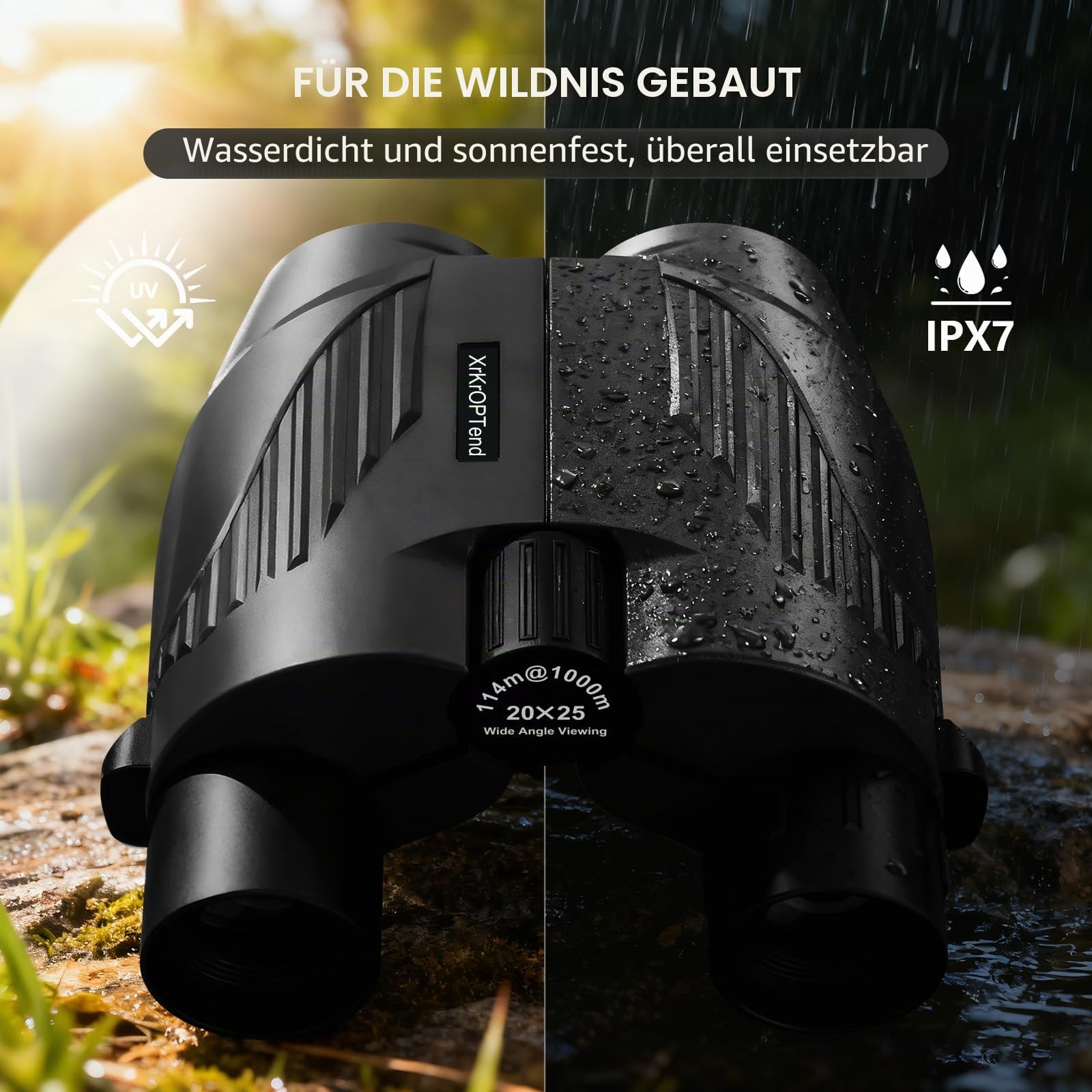 Fernglas 20x25 für Erwachsene & Kinder 8-12 | Mini Kompakt Fernglas Klein | BAK4 FMC Optik, Wasserdicht für Brillenträger | Ideal für Vogelbeobachtung, Reise, Konzert