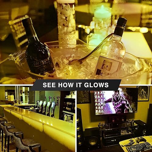 Miniatura 5 de BlueX - Paquete de 2 bombillas LED amarillas 4 W (equivalente a 40 vatios) Base E12 amarilla LED rosa, decoración de fiestas, porche, iluminación