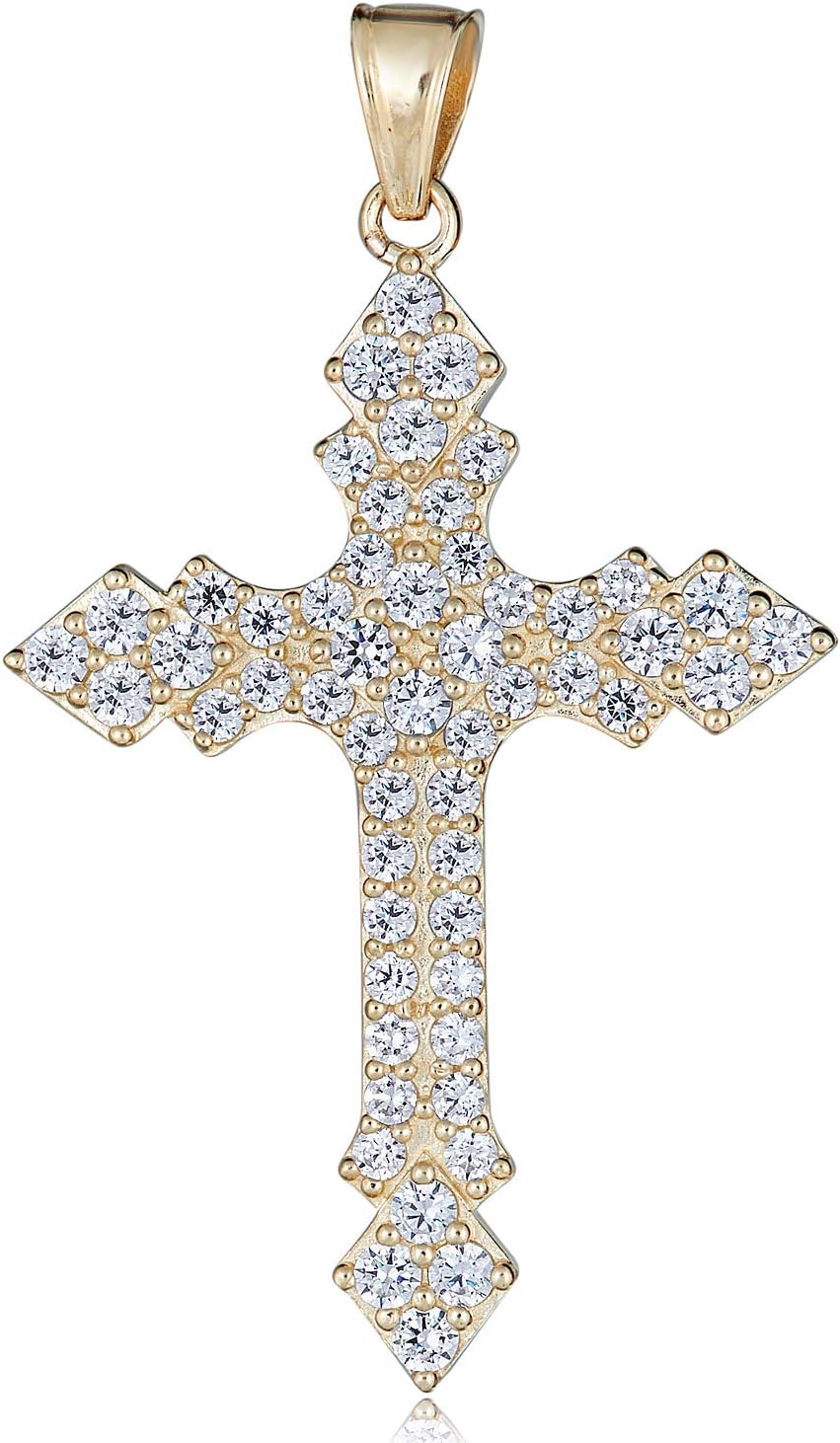 AVORA 10K Yellow Gold Simulated Diamond CZ Hip-hop style Cross Pendant Charm
