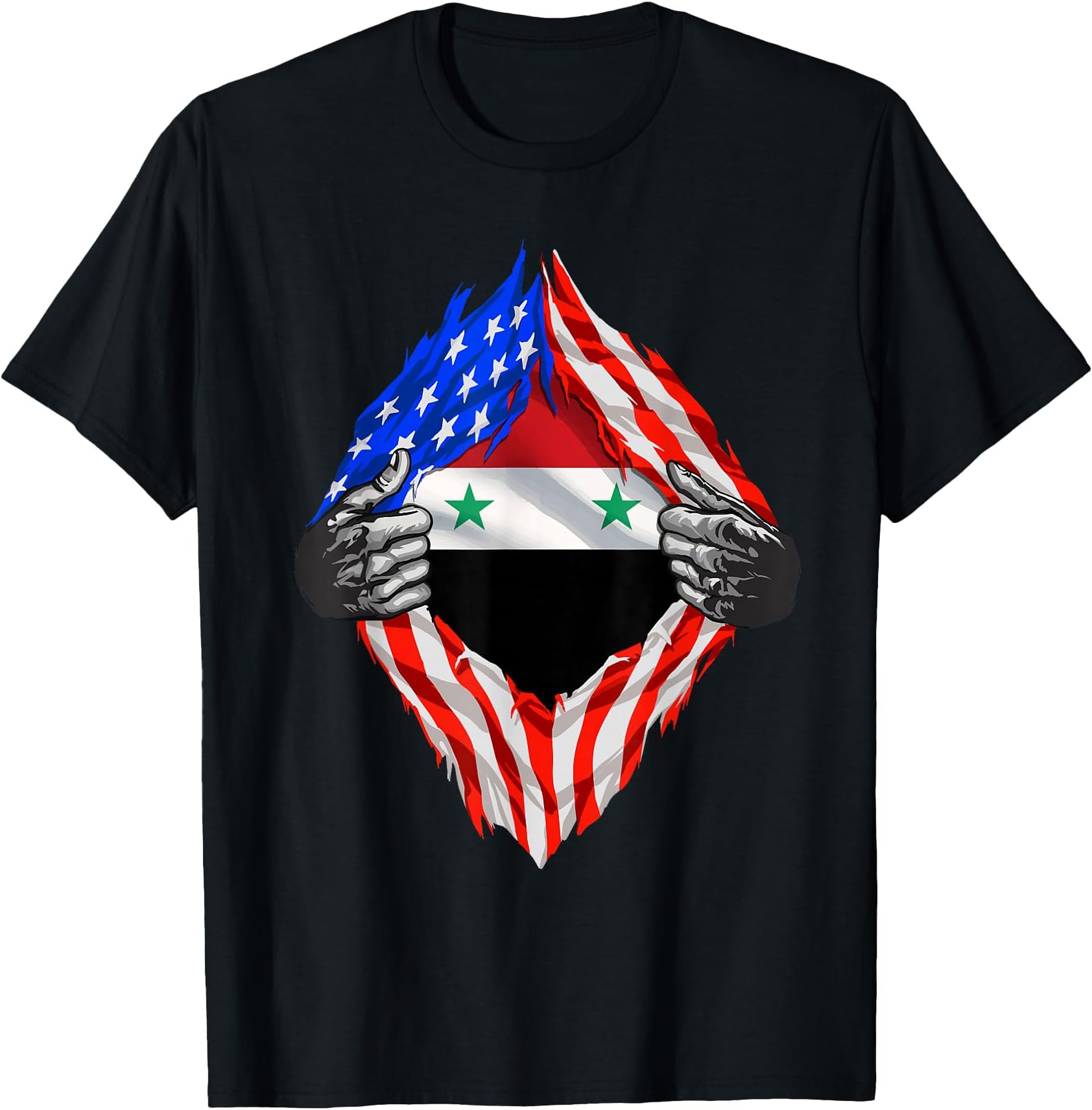 Syria Shirt Super USA Syria Flag Syrian American Roots T-Shirt