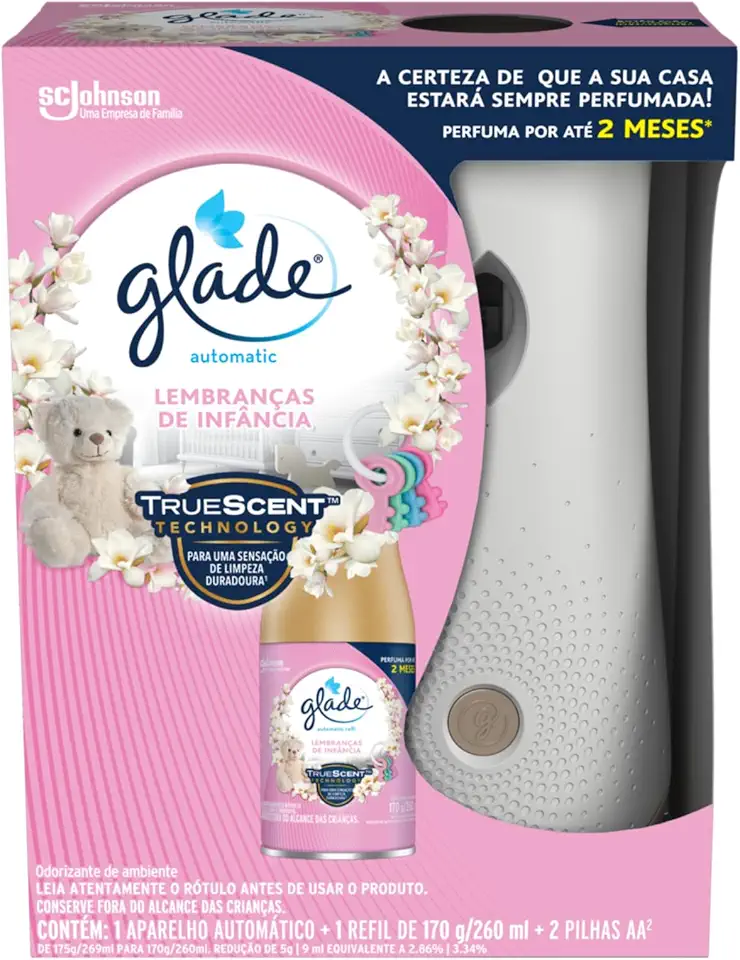 Glade Aromatizador de Ambiente Automático, Lembranças de Infância, Kit Aparelho e Refil 260ml