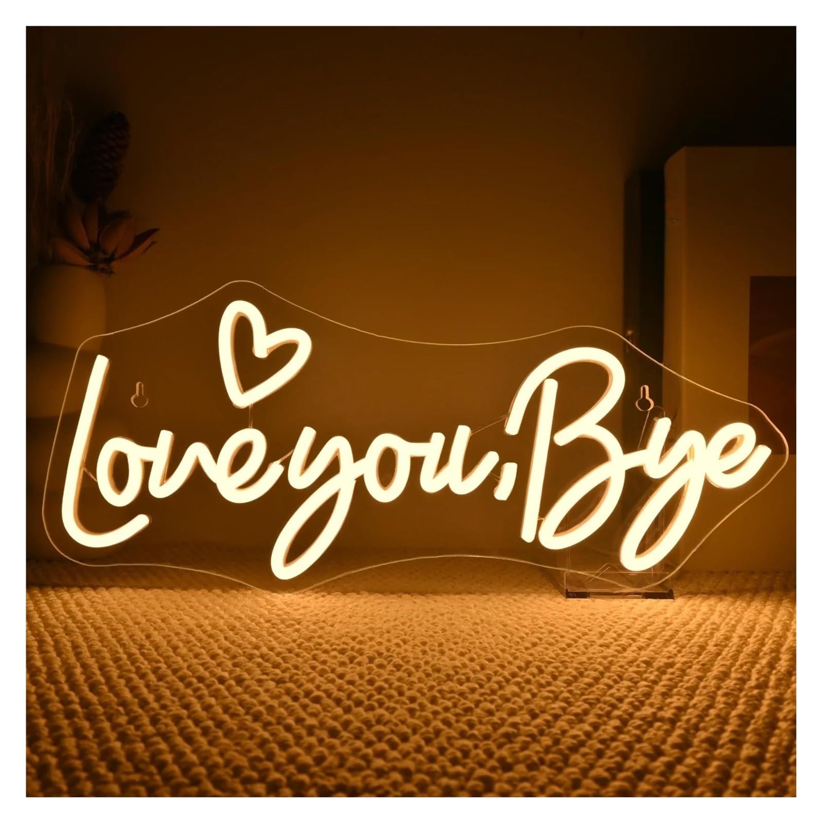Wiszące neony artystyczne Love You,Bye Neon Znak Litera Neon Światło Do Pokoju Sypialnia Dekoracja Ścienna Neon Lampa Zasilana Przez USB 42x18cm