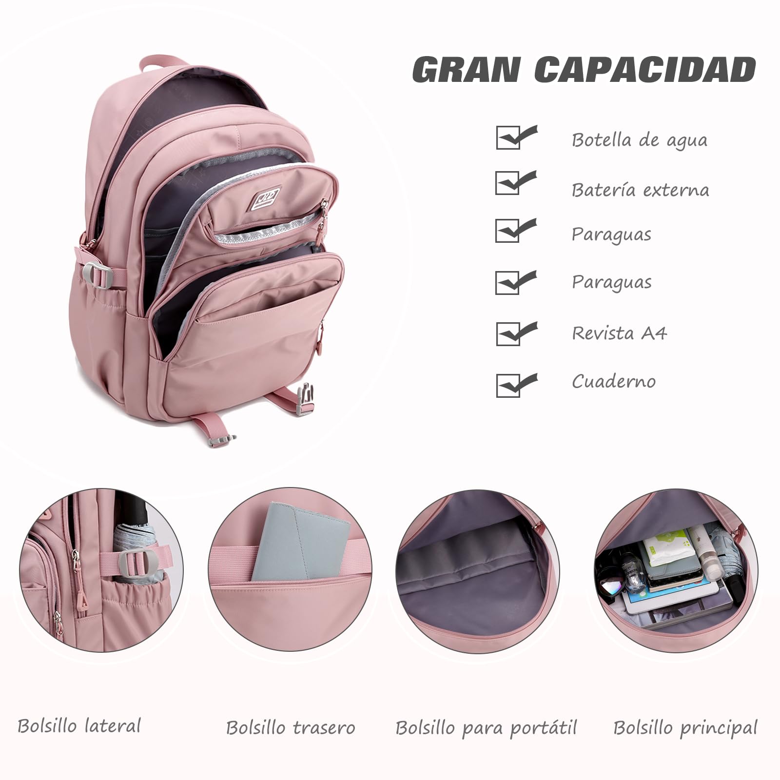FANDARE Mochilas Infantiles Mochilas Escolares Juveniles Mochilas Escolares Mochilas Tipo Casual para Estudiantes Adultos Adolescentes Niños Niñas Universitarias Viaje Hiking Daypacks Negro